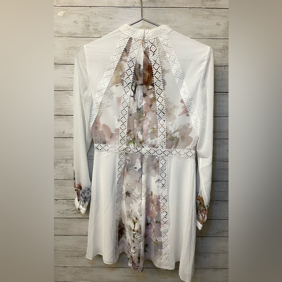TED BAKER Meirion Floral & Lace Trim Dress Size 2/US Size 6 - Picture 2 of 5